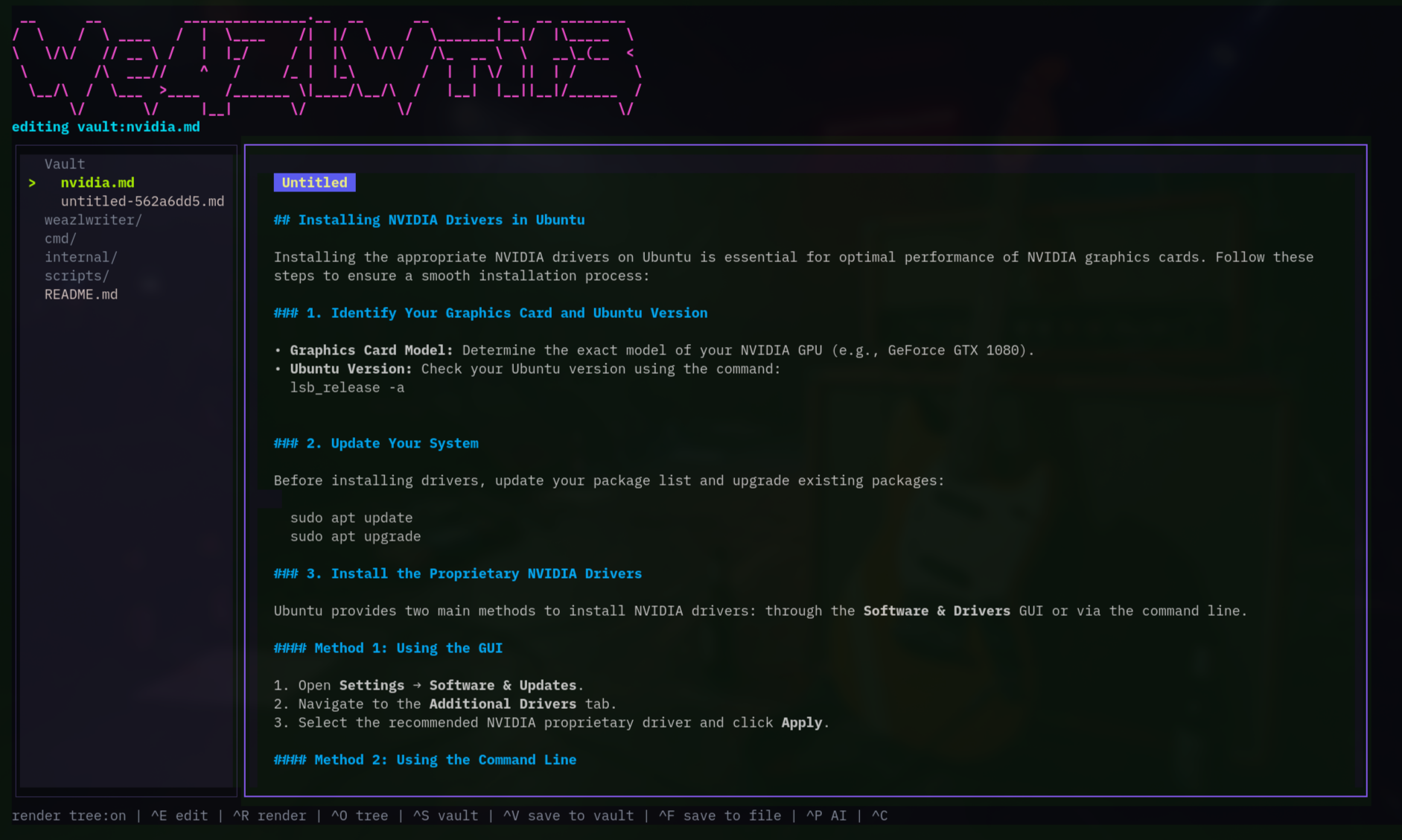WeazlWrite terminal screenshot